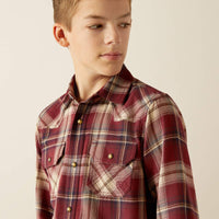 Ariat Boy's Harlee Retro Fit Western Snap Shirt in Windsor Wine Plaid