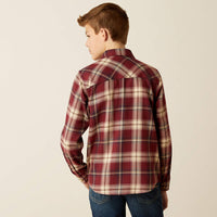 Ariat Boy's Harlee Retro Fit Western Snap Shirt in Windsor Wine Plaid