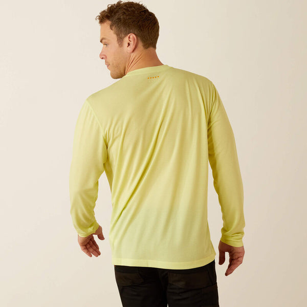 Ariat Men's Rebar L/S Heat Fighter Staple T-Shirt in Lime Sherbert