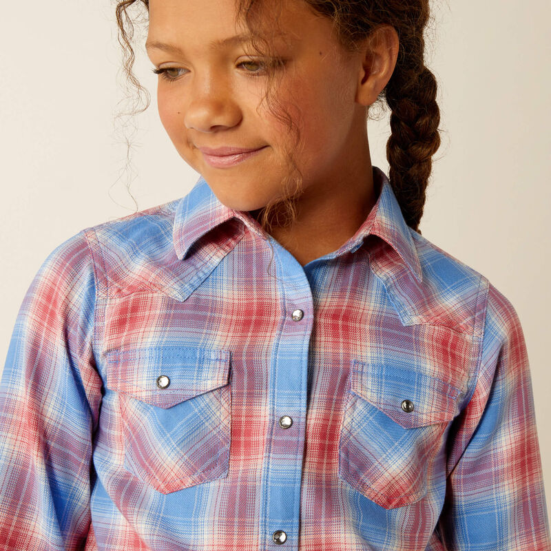 Ariat Girl's Sammy Western Snap Shirt in Berry Plaid