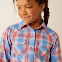 Ariat Girl's Sammy Western Snap Shirt in Berry Plaid