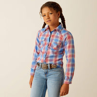 Ariat Girl's Sammy Western Snap Shirt in Berry Plaid