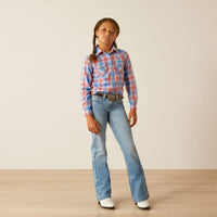 Ariat Girl's Sammy Western Snap Shirt in Berry Plaid