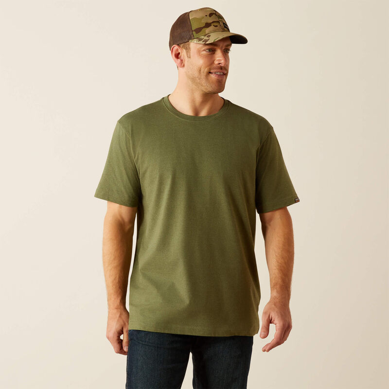 Ariat Men's Rebar Cotton Strong Solid T-Shirt in Four Leaf Clover Heather