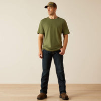 Ariat Men's Rebar Cotton Strong Solid T-Shirt in Four Leaf Clover Heather
