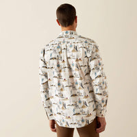 Ariat Men's L/S Gunder Classic Fit Western Button Down Shirt in Off White Western