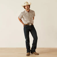 Ariat Men's S/S Southwest Stripe Gary Classic Fit Western Button Down Shirt in Cream