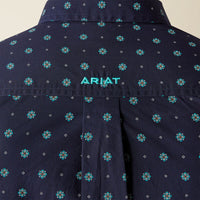 Ariat Men's L/S Jacobi Classic Fit Western Button Down Shirt in Navy Medallion