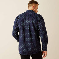 Ariat Men's L/S Jacobi Classic Fit Western Button Down Shirt in Navy Medallion