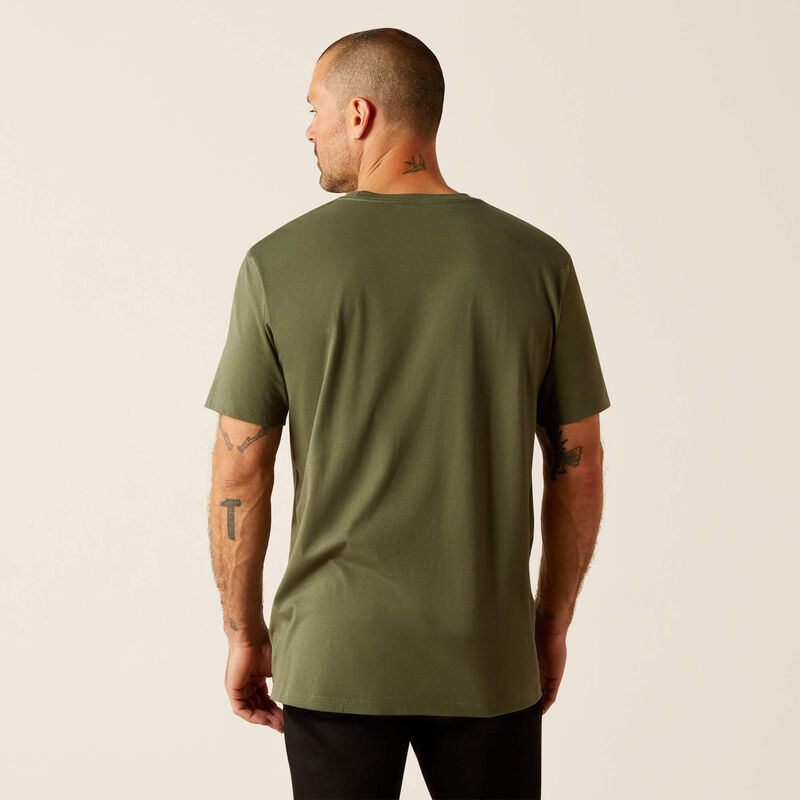 Ariat Men's Patriot Stripe Logo Graphic T-Shirt in Surplus Green