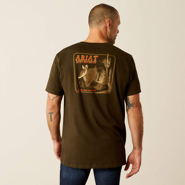Ariat Men's Armadillo On A Half Shell Logo Graphic T-Shirt in Dark Olive