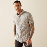 Ariat Men's S/S Morris Modern Fit Western Button Down Shirt in Grey