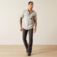 Ariat Men's S/S Morris Modern Fit Western Button Down Shirt in Grey