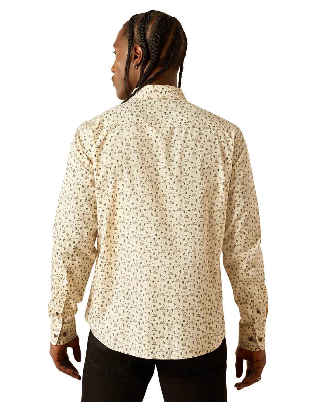 Ariat Men's Milton L/S Modern Fit Western Button Down Shirt in Off White Desert