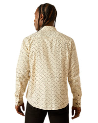Ariat Men's Milton L/S Modern Fit Western Button Down Shirt in Off White Desert
