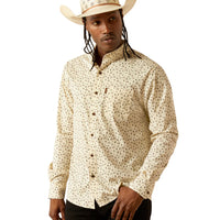 Ariat Men's Milton L/S Modern Fit Western Button Down Shirt in Off White Desert