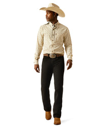 Ariat Men's Milton L/S Modern Fit Western Button Down Shirt in Off White Desert