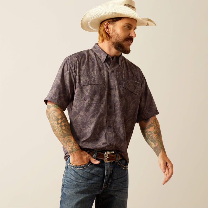 Ariat Men's S/S VentTEK Outbound Classic Fit Western Snap Shirt in Nine Iron