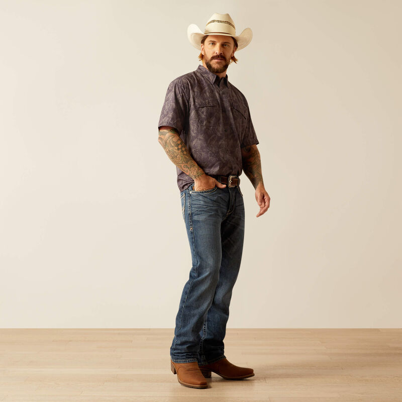 Ariat Men's S/S VentTEK Outbound Classic Fit Western Snap Shirt in Nine Iron