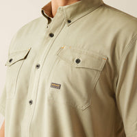 Ariat Men's Rebar S/S VentTEK DuraStretch Button Down Work Shirt in Oil Green