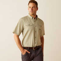 Ariat Men's Rebar S/S VentTEK DuraStretch Button Down Work Shirt in Oil Green