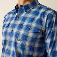 Ariat Men's Rebar S/S VentTEK DuraStretch Button Down Work Shirt in Blue Plaid
