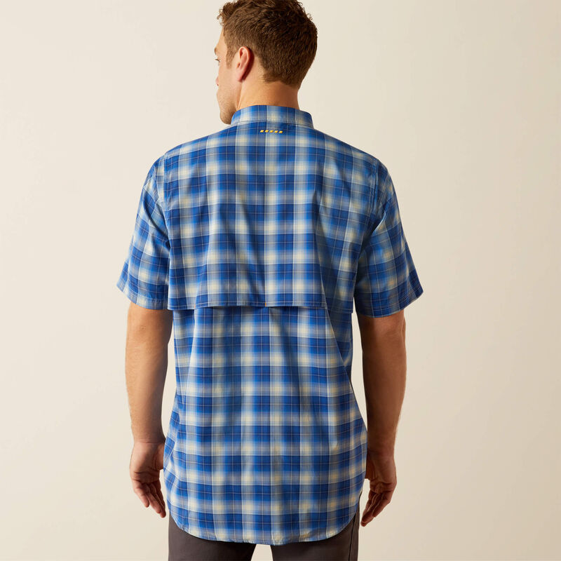 Ariat Men's Rebar S/S VentTEK DuraStretch Button Down Work Shirt in Blue Plaid