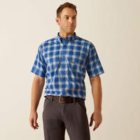 Ariat Men's Rebar S/S VentTEK DuraStretch Button Down Work Shirt in Blue Plaid