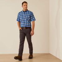 Ariat Men's Rebar S/S VentTEK DuraStretch Button Down Work Shirt in Blue Plaid