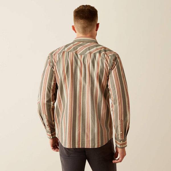 Ariat Men's Hawk L/S Retro Fit Western Snap Shirt in Dark Grey