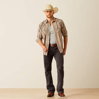 Ariat Men's Hawk L/S Retro Fit Western Snap Shirt in Dark Grey