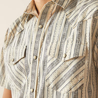 Ariat Men's S/S Southwest Stripe Holden Retro Fit Western Button Down Shirt in Off White