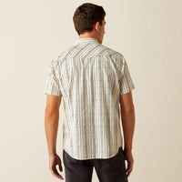 Ariat Men's S/S Southwest Stripe Holden Retro Fit Western Button Down Shirt in Off White