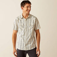 Ariat Men's S/S Southwest Stripe Holden Retro Fit Western Button Down Shirt in Off White