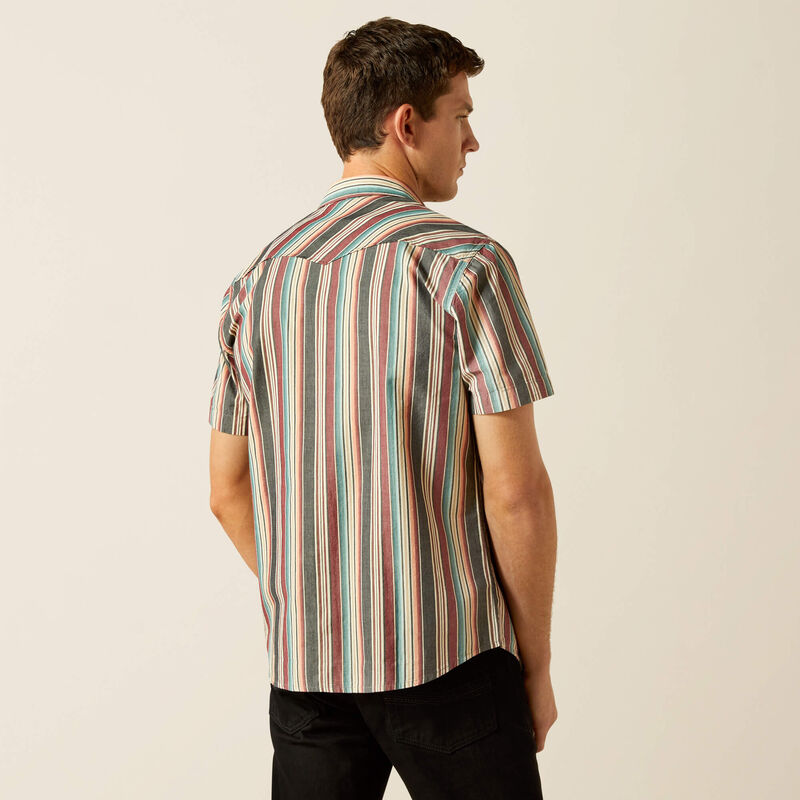 Ariat Men's S/S Southwest Stripe Haven Retro Fit Western Button Down Shirt in Black