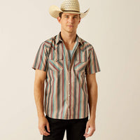 Ariat Men's S/S Southwest Stripe Haven Retro Fit Western Button Down Shirt in Black