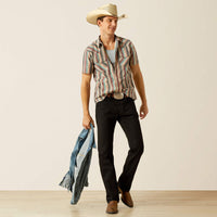 Ariat Men's S/S Southwest Stripe Haven Retro Fit Western Button Down Shirt in Black