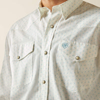 Ariat Men's L/S Wilbur Geometric Classic Fit Western Snap Shirt in White