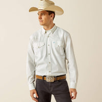 Ariat Men's L/S Wilbur Geometric Classic Fit Western Snap Shirt in White