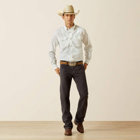 Ariat Men's L/S Wilbur Geometric Classic Fit Western Snap Shirt in White