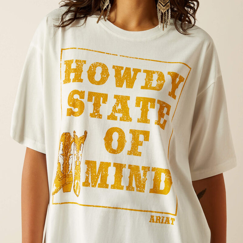Ariat Women's Southwest Oversized Howdy State Wordy Graphic T-Shirt in Vanilla Ice