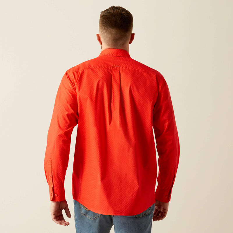 Ariat Men's L/S Waylen Classic Fit Western Button Down Shirt in Geometric Red (Available in Tall Sizes)