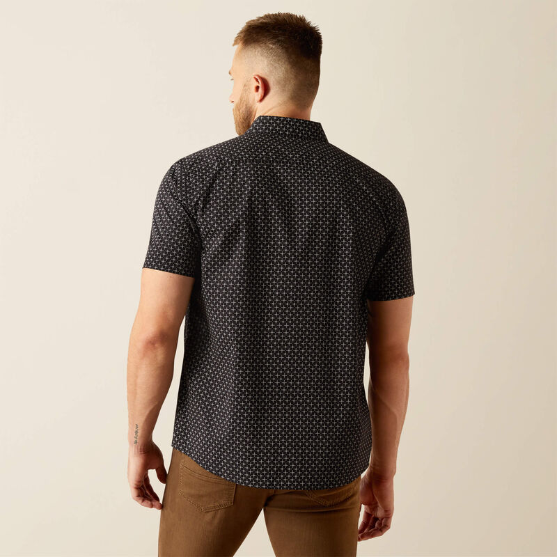 Ariat Men's S/S Mars Modern Fit Western Button Down Shirt in Geometric Black