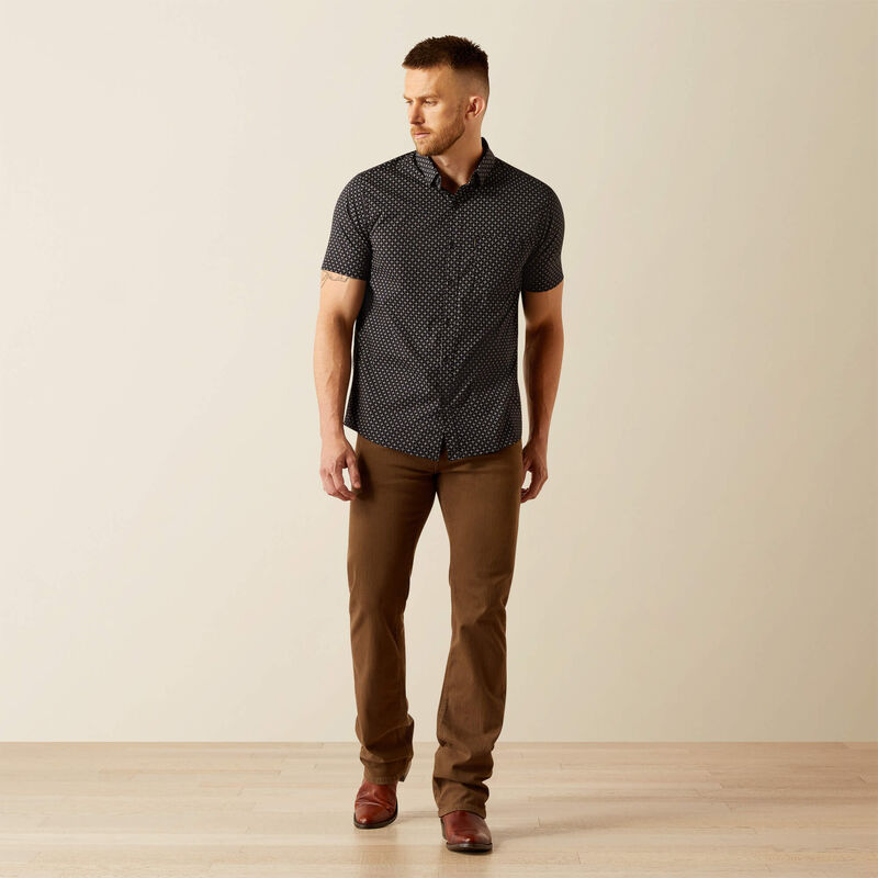 Ariat Men's S/S Mars Modern Fit Western Button Down Shirt in Geometric Black