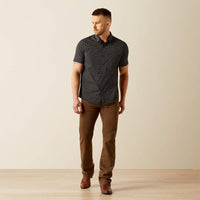 Ariat Men's S/S Mars Modern Fit Western Button Down Shirt in Geometric Black
