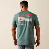 Ariat Men's Hidden Valley Flag Classic Fit T-Shirt in Silver Pine