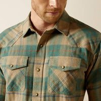 Ariat Men's Huxlee L/S Retro Fit Western Snap Shirt in Deep Teal