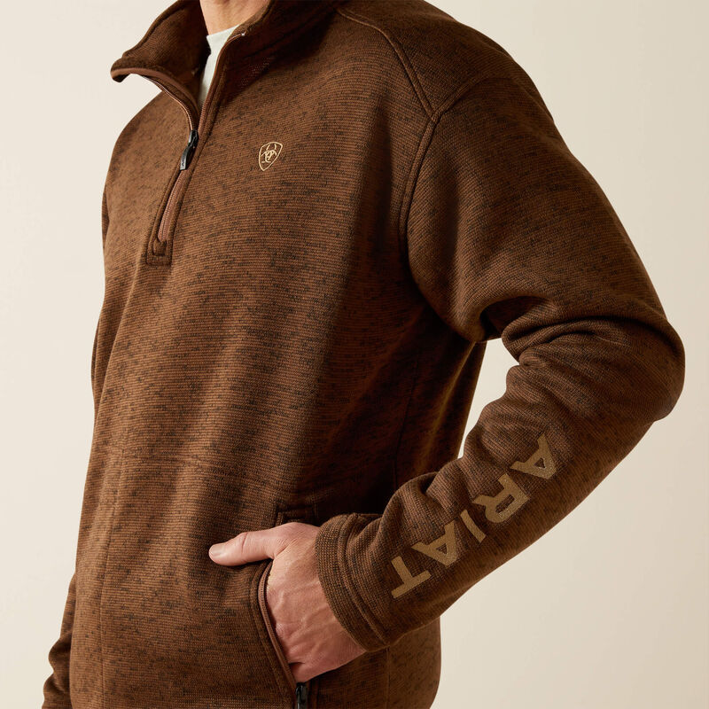 Ariat Tek Men's Caldwell Logo 1/4 Zip Pullover Sweater in Carafe