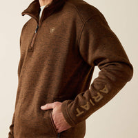 Ariat Tek Men's Caldwell Logo 1/4 Zip Pullover Sweater in Carafe