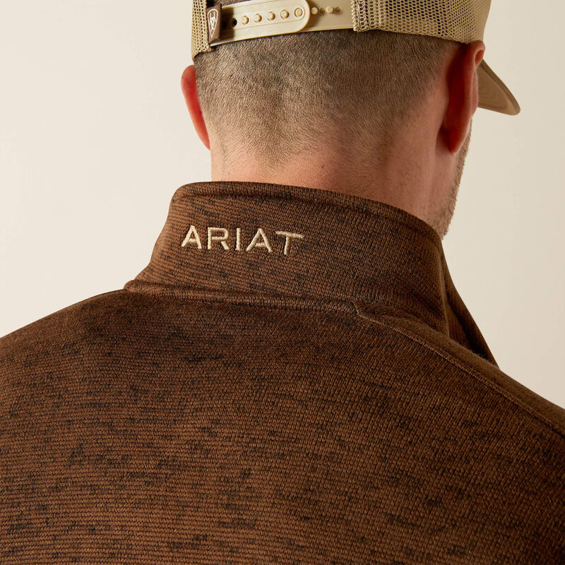 Ariat Tek Men's Caldwell Logo 1/4 Zip Pullover Sweater in Carafe